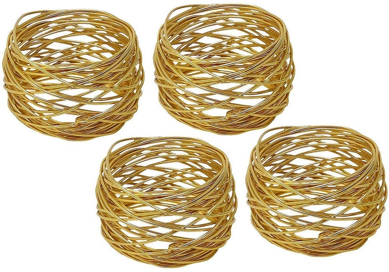 ARN Crafts Golden Round Mesh Napkin Rings- for Weddings Dinner Parties or Every Day Use (Gold Mesh Napkin Rings- Set 12) - Image 3